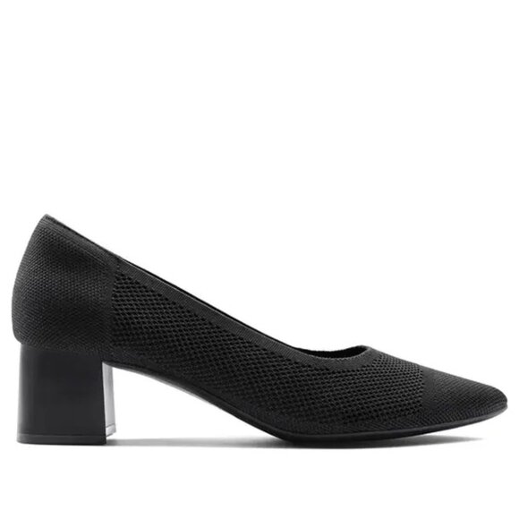 Women’s Low Block Heel Pumps – Pointed Toe Knit Dress Shoes, Comfortable Slip-On - Picture 5 of 6